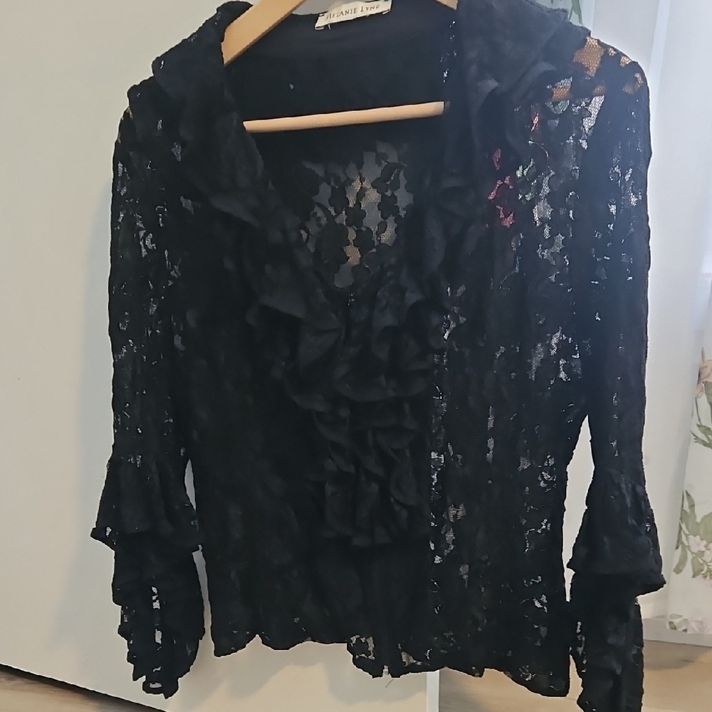 Black Lace Blouse With bell Sleeves
